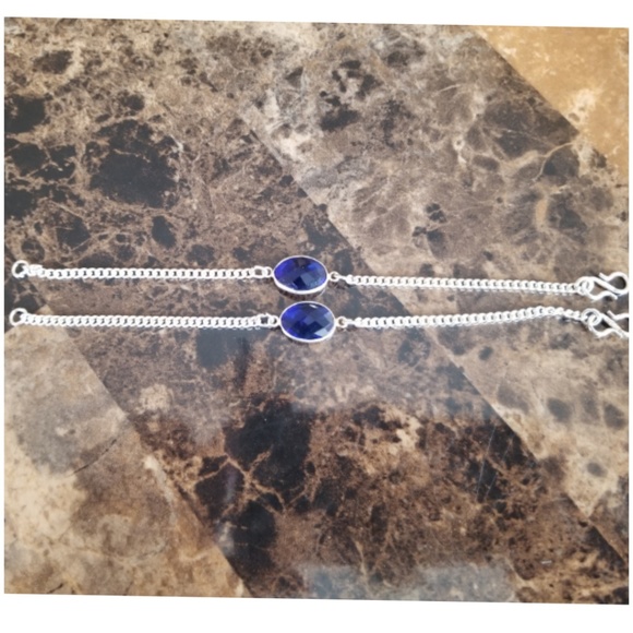 Genuine Blue Sapphire Chain Bracelet 6.5" long - Picture 2 of 5